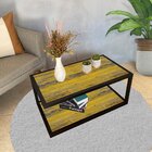 Mesa De Centro Em Ferro E Mdf Amarelo Pátina - 90x50cm