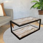 Mesa De Centro Em Ferro E Mdf Estampa Pátina - 90x50cm