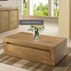 Mesa De Centro Em Madeira Maciça Com 1 Gaveta Passante Fort J