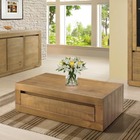 Mesa De Centro Em Madeira Maciça Com 1 Gaveta Passante Fort J