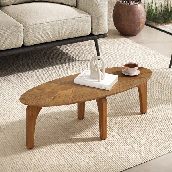 Mesa De Centro Em Mdf Laminada Folha Orgânico 90x40cm Montrea