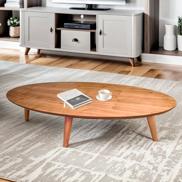 Mesa De Centro Em Mdf Oval Orgânico Laminada 100x45cm Londres