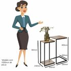 Mesa De Centro Espelhada Com Mesas Laterais Industrial D01 De