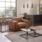 Mesa De Centro Espelhada E 2 Mesas Laterais Demolição E Preto