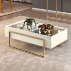 Mesa De Centro Estilo Industrial Com Espelho Suri Creme - D'r