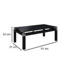 Mesa De Centro Estilo Industrial Malva Tampo De Vidro Preto