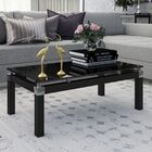 Mesa De Centro Estilo Industrial Malva Tampo De Vidro Preto