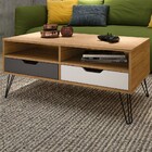 Mesa De Centro Estocolmo 2 Gavetas Carvalho/grafite/branco -