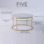 Mesa De Centro Five 60cm Aço Bronze/mármore Branco Rajado - G