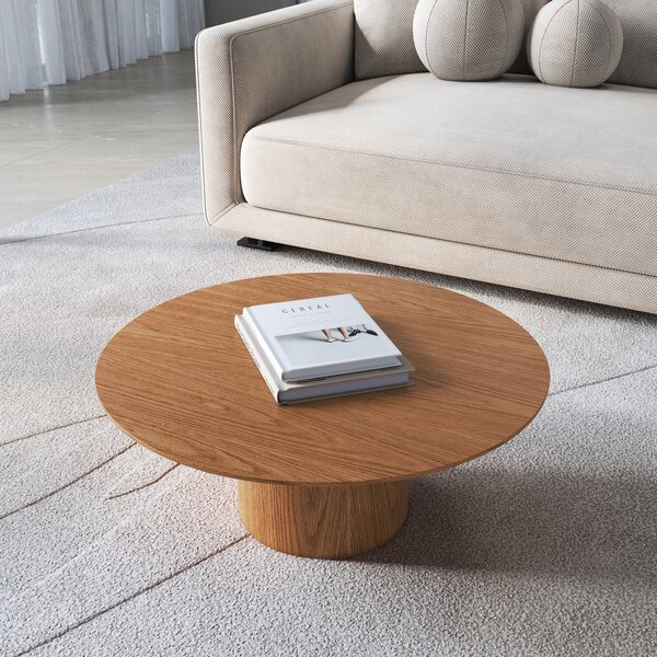 Mesa De Centro Gama Redonda 90cm X 90cm X 30cm Natural/carval