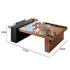 Mesa De Centro Giovana Com Espelho Nature Preto Tana Decor