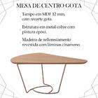 Mesa De Centro Gota Madeira Amendoa Base Metal Nacc