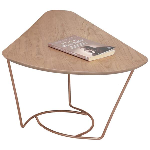 Mesa De Centro Gota Madeira Amendoa Base Metal Nacc