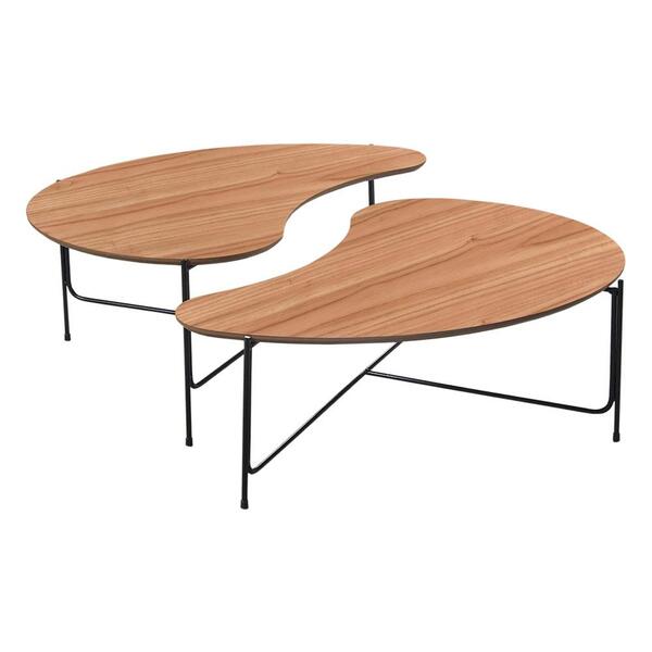 Mesa De Centro Ibiza Tampo Orgânico Cinamomo Pés Em Metal Pre