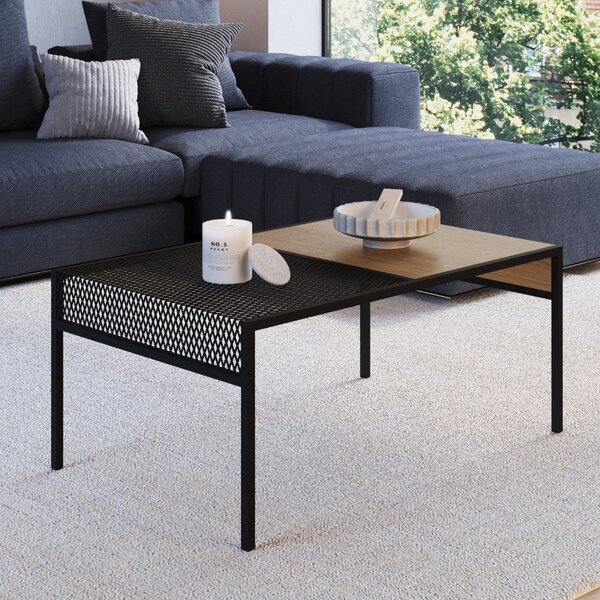 Mesa De Centro Industrial Retrô Madeira/aço York Hanover/preto