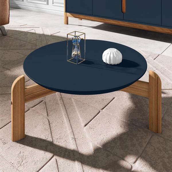 Mesa De Centro Julliane Azul Cobalto Cedro