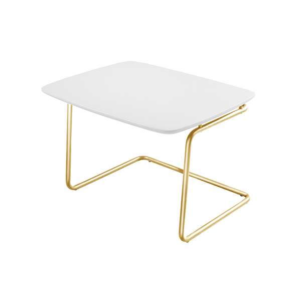 Mesa De Centro Kairos Base Ouro 54x43cm Larflex Branco