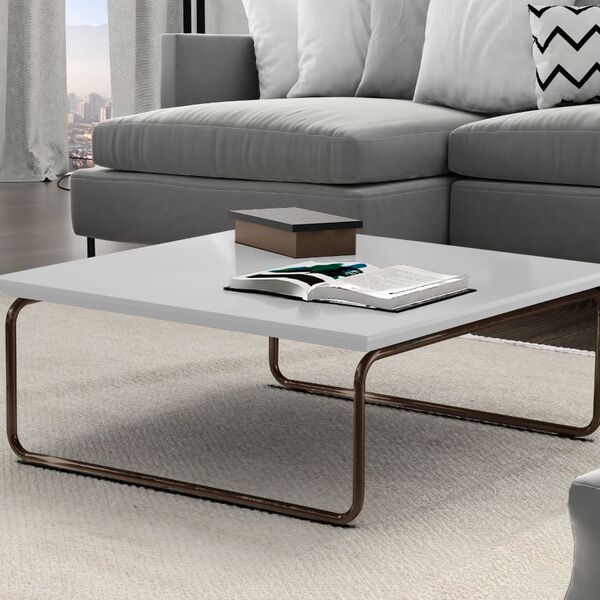 Mesa De Centro Kairos Pé Café Bisart Decor Laca Branco