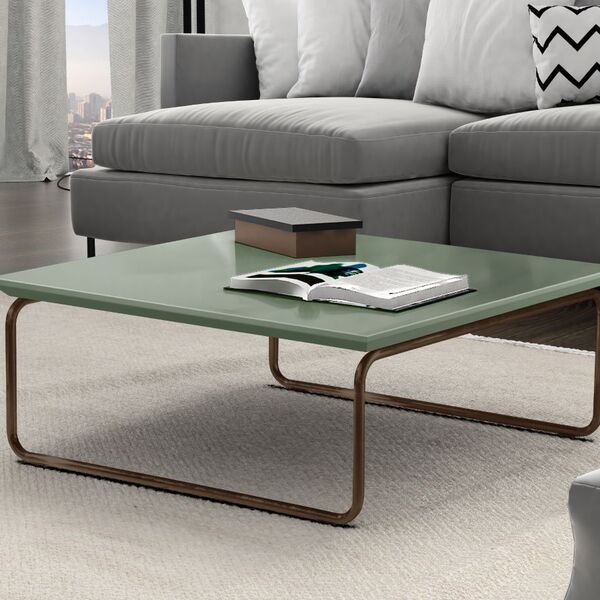 Mesa De Centro Kairos Pé Café Bisart Decor Verde Lazza