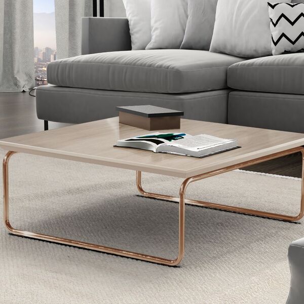 Mesa De Centro Kairos Pé Cobre Bisart Decor Artico