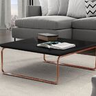 Mesa De Centro Kairos Pé Cobre Bisart Decor Laca Preto