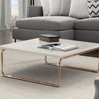 Mesa De Centro Kairos Pé Cobre Bisart Decor Off White