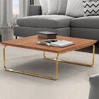 Mesa De Centro Kairos Pé Ouro Bisart Decor Cinamomo