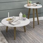 Mesa De Centro Kit 2 Peças Brilhantes Redondas Carrara - Bech