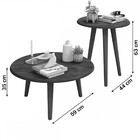 Mesa De Centro Kit 2 Peças Brilhantes Redondas Preto Fosco -