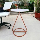 Mesa De Centro Lateral Maria Base De Aço Design Moderno