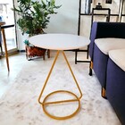 Mesa De Centro Lateral Maria Base De Aço Industrial Moderna