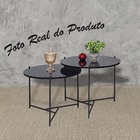Mesa De Centro Lateral Redonda Preta Apoio Sofá - Preto