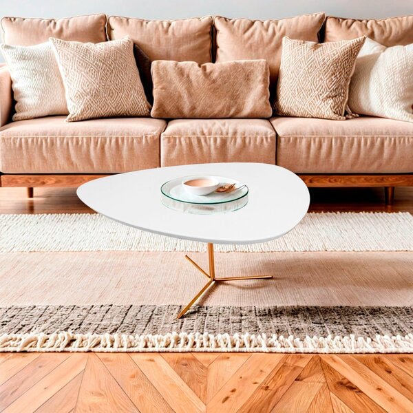 Mesa De Centro Líbano Palheta Metal 60x35 Branco