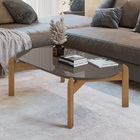 Mesa De Centro Lizz Oblonga Cinza Perola/cedro - Casa D Móveis