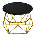 Mesa De Centro Lol Industrial Pé Ferro Dourado Tampo Madeira