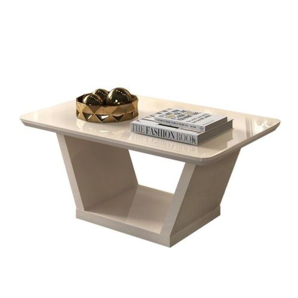 Mesa De Centro Lotus Com Tampo Madeira Canto Curvo Com Vidro