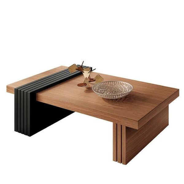 Mesa De Centro Luna Sem Espelho Nature / Preto - Hb Móveis