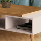 Mesa De Centro Marchê 90cm 2 Nichos Carvalho Intense Off Whit