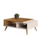 Mesa De Centro Marchê 90cm 2 Nichos Carvalho Intense Off Whit