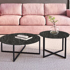 Mesa De Centro Média Estilo Industrial Márquina Base Metálica