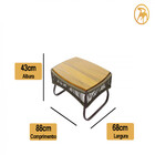 Mesa De Centro Milão Em Alumínio Com Tampo Madeira Em Corda S