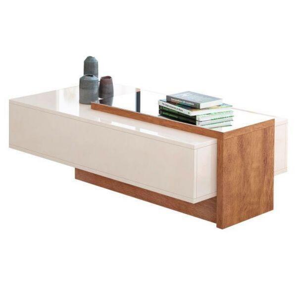 Mesa De Centro Milão Off White E Amêndoa