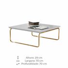 Mesa De Centro Munique 70x70 Cm Branco Com Base Dourada
