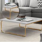 Mesa De Centro Munique 70x70 Cm Branco Com Base Dourada