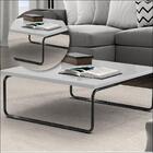 Mesa De Centro Munique 70x70 Cm Branco Com Base Preta