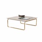 Mesa De Centro Munique 70x70 Cm Off White Com Base Dourada