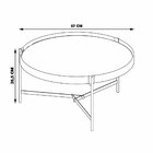 Mesa De Centro Nezuko 57cm Base Cobre Tampo Mármore Preto G29