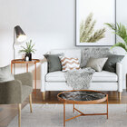 Mesa De Centro Nezuko 57cm Base Cobre Tampo Mármore Preto G29