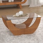 Mesa De Centro Onda Com Tampo De Vidro Cinamomo - Pnr Móveis