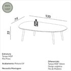 Mesa De Centro Organica 120cm X 75cm X 33cm Freijo/off White